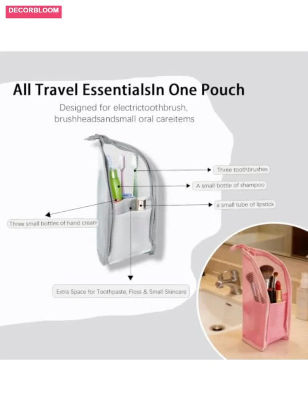 Standing Toiletry Bag | Portable Lightweight Travel EVA Cosmetic Brush